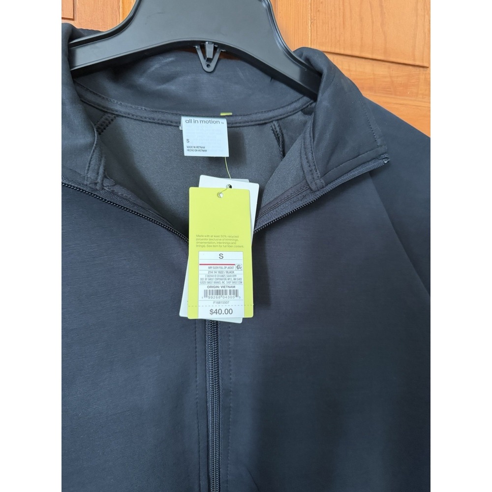 Women's All In Motion Black Airy Sleek Full Zip Jacket Size Small NWT Ultra Soft - Picture 7 of 9